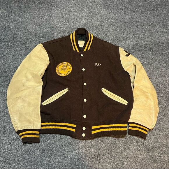 Vintage 50s 60s Varsity Letterman Jacket Watchung Hills Varsity Chain Stitch